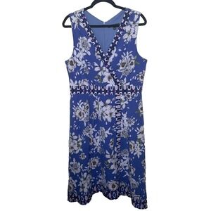 Chris McLaughlin Midi Dress Womens Size 14 Faux Wrap V-neck‎ Lined Spring Summer